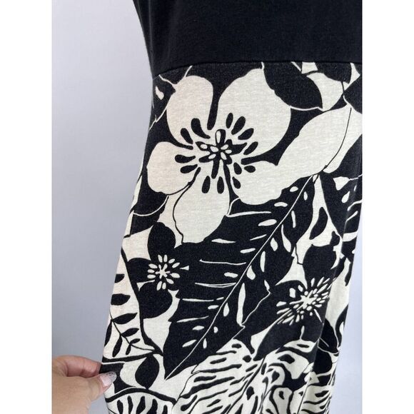 Tommy Bahama Womens Size Small Linen Blend Midi Dress Black Cream Tropical Print - Picture 9 of 12